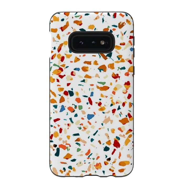 Galaxy S10e StrongFit Tan Terrazzo | Eclectic Quirky Confetti Painting | Celebration Colorful Boho Happy Party Graphic  by Uma Prabhakar Gokhale