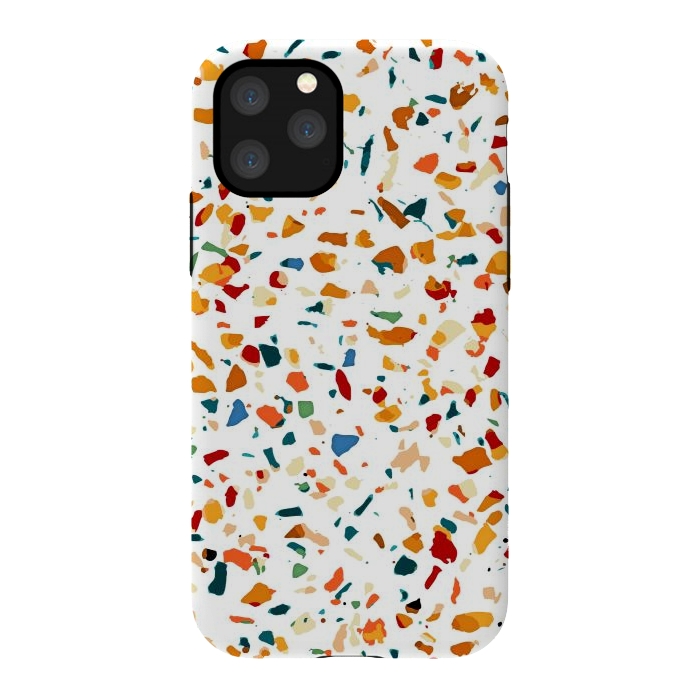 iPhone 11 Pro StrongFit Tan Terrazzo | Eclectic Quirky Confetti Painting | Celebration Colorful Boho Happy Party Graphic  by Uma Prabhakar Gokhale