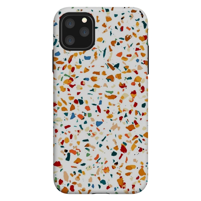 iPhone 11 Pro Max StrongFit Tan Terrazzo | Eclectic Quirky Confetti Painting | Celebration Colorful Boho Happy Party Graphic  by Uma Prabhakar Gokhale