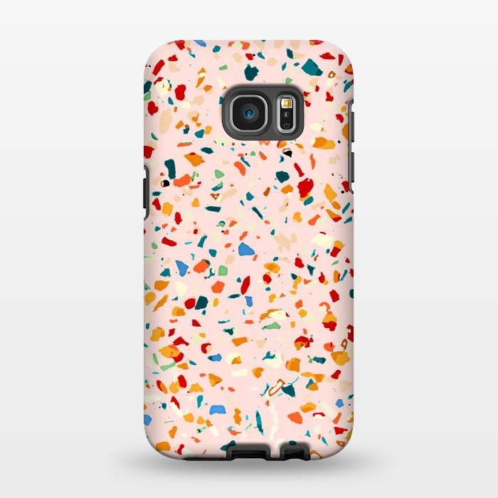 Galaxy S7 EDGE StrongFit Blush Terrazzo | Pink Eclectic Speckles | Abstract Confetti Painting | Chic Bohemian Illustration by Uma Prabhakar Gokhale