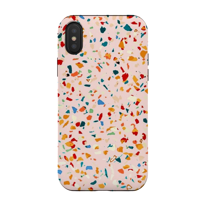 iPhone Xs / X StrongFit Blush Terrazzo | Pink Eclectic Speckles | Abstract Confetti Painting | Chic Bohemian Illustration by Uma Prabhakar Gokhale