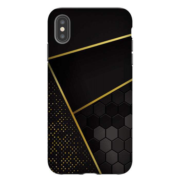 iPhone Xs Max StrongFit black gold geometrical art by haroulita