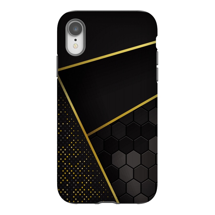 iPhone Xr StrongFit black gold geometrical art by haroulita
