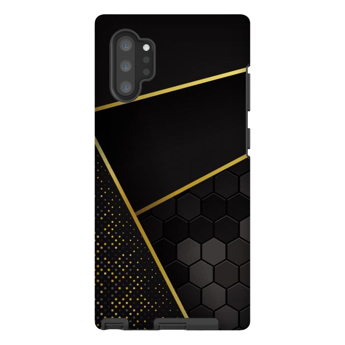 Galaxy Note 10 plus StrongFit black gold geometrical art by haroulita