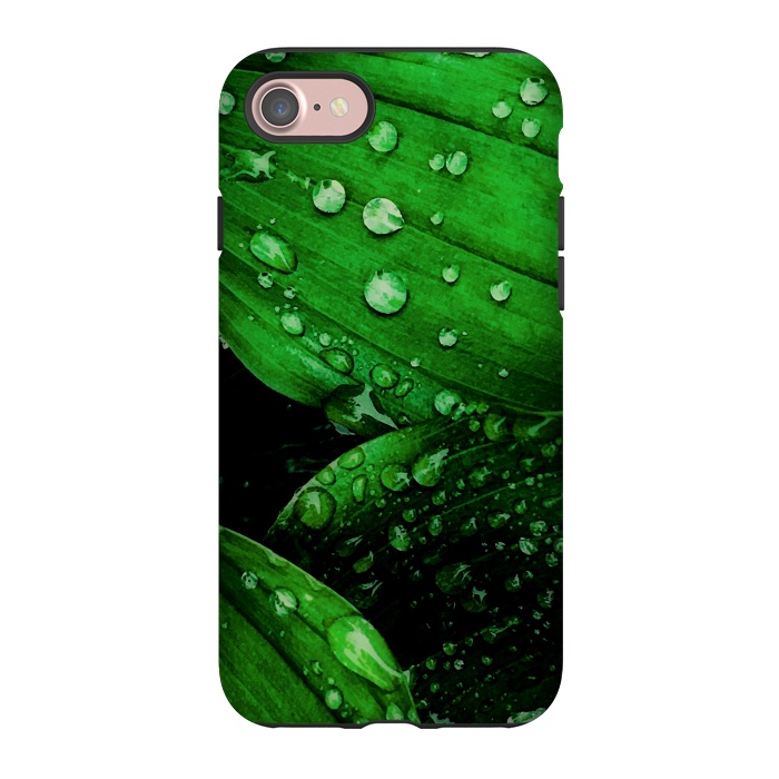 iPhone 7 StrongFit green leaf with raindrops by haroulita