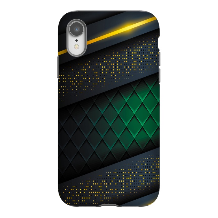 iPhone Xr StrongFit black green geometrical by haroulita