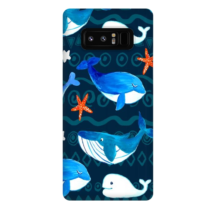 Galaxy Note 8 StrongFit watercolor whales by haroulita