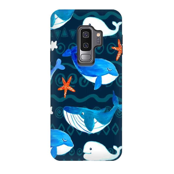 Galaxy S9 plus StrongFit watercolor whales by haroulita