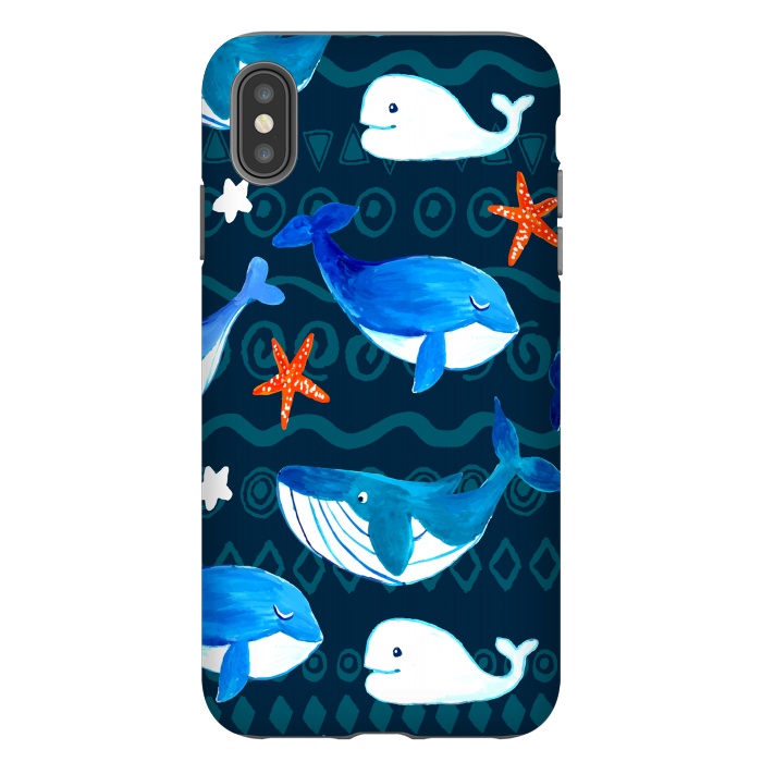 iPhone Xs Max StrongFit watercolor whales by haroulita