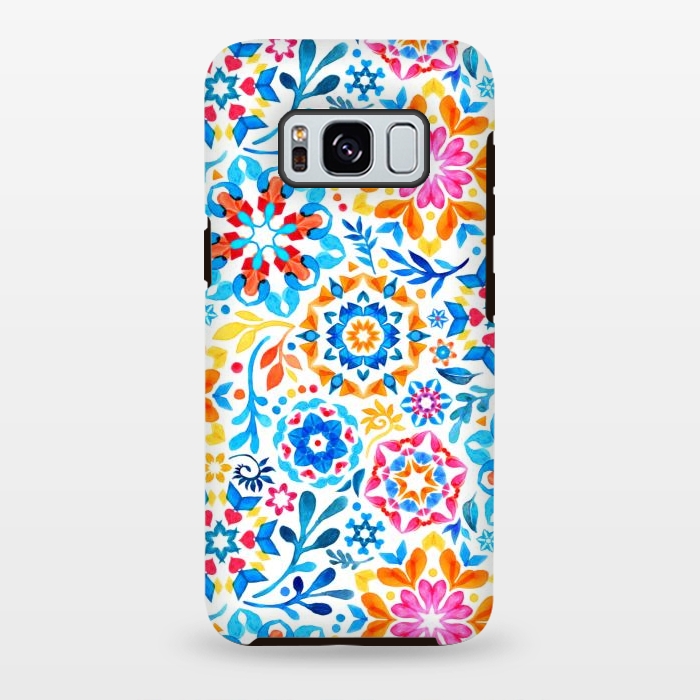 Galaxy S8 plus StrongFit Watercolor Kaleidoscope Floral - brights by Micklyn Le Feuvre