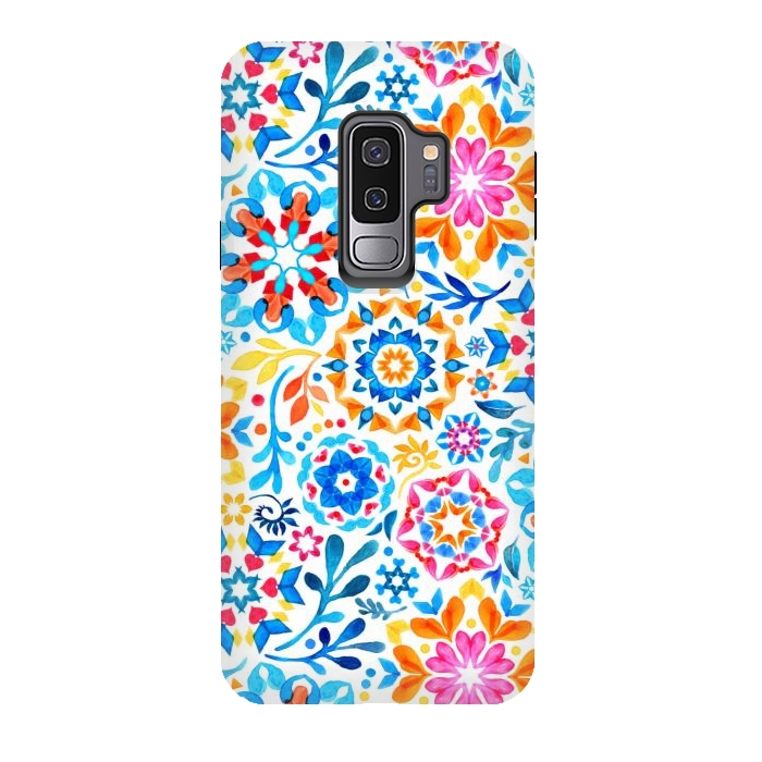 Galaxy S9 plus StrongFit Watercolor Kaleidoscope Floral - brights by Micklyn Le Feuvre