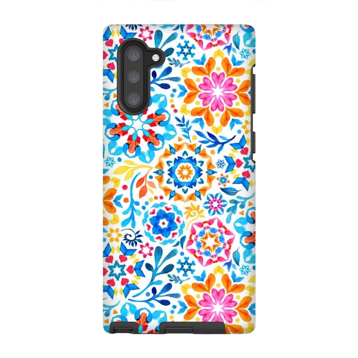 Galaxy Note 10 StrongFit Watercolor Kaleidoscope Floral - brights by Micklyn Le Feuvre