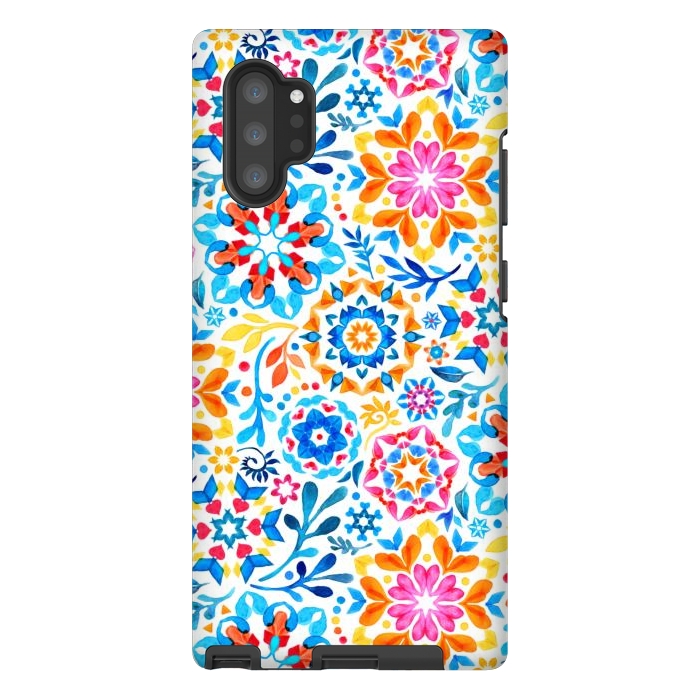 Galaxy Note 10 plus StrongFit Watercolor Kaleidoscope Floral - brights by Micklyn Le Feuvre