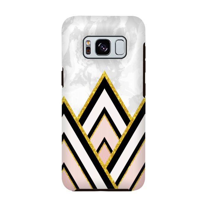 Galaxy S8 StrongFit Geometric pink gold triangles by Jms