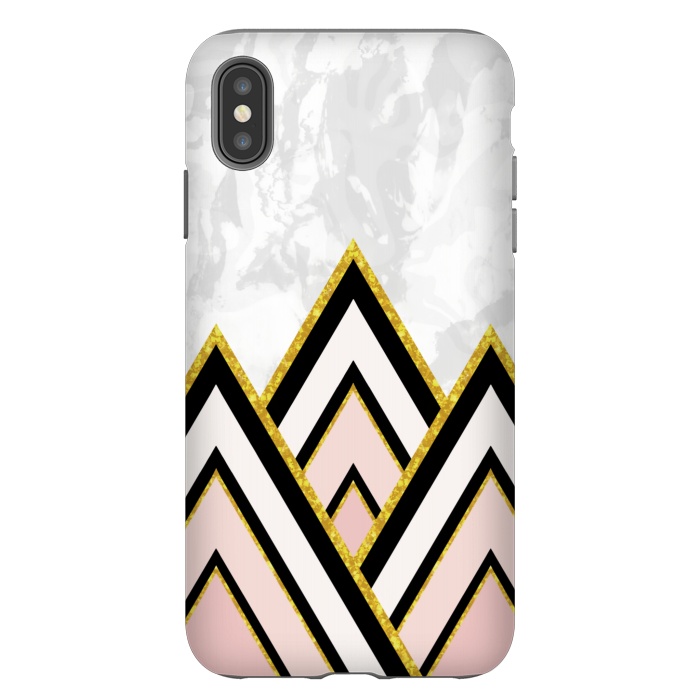 iPhone Xs Max StrongFit Geometric pink gold triangles by Jms