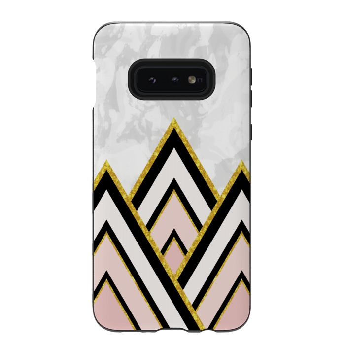 Galaxy S10e StrongFit Geometric pink gold triangles by Jms