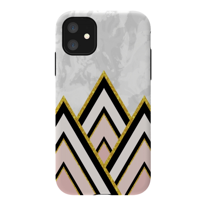 iPhone 11 StrongFit Geometric pink gold triangles by Jms