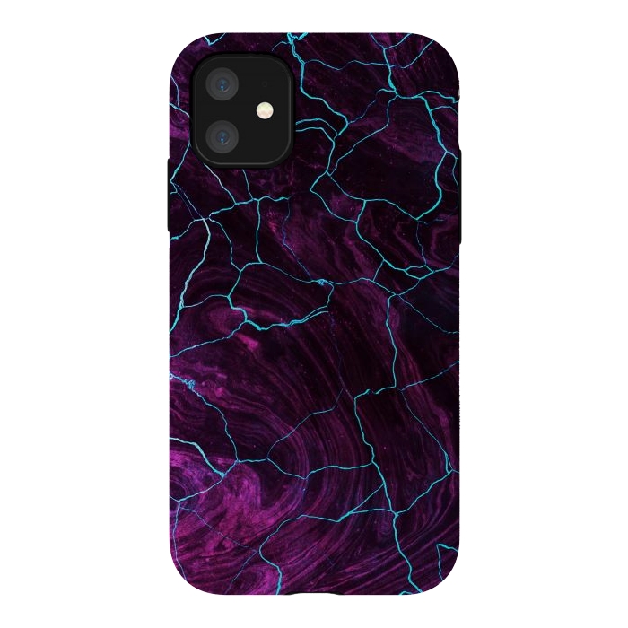 iPhone 11 StrongFit Metallic dark purple marble by Oana 