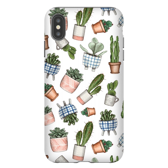 iPhone Xs Max StrongFit watercolor houseplants in pots by Alena Ganzhela