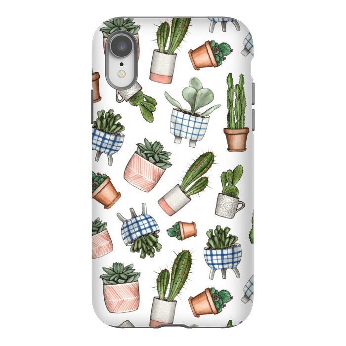 iPhone Xr StrongFit watercolor houseplants in pots by Alena Ganzhela