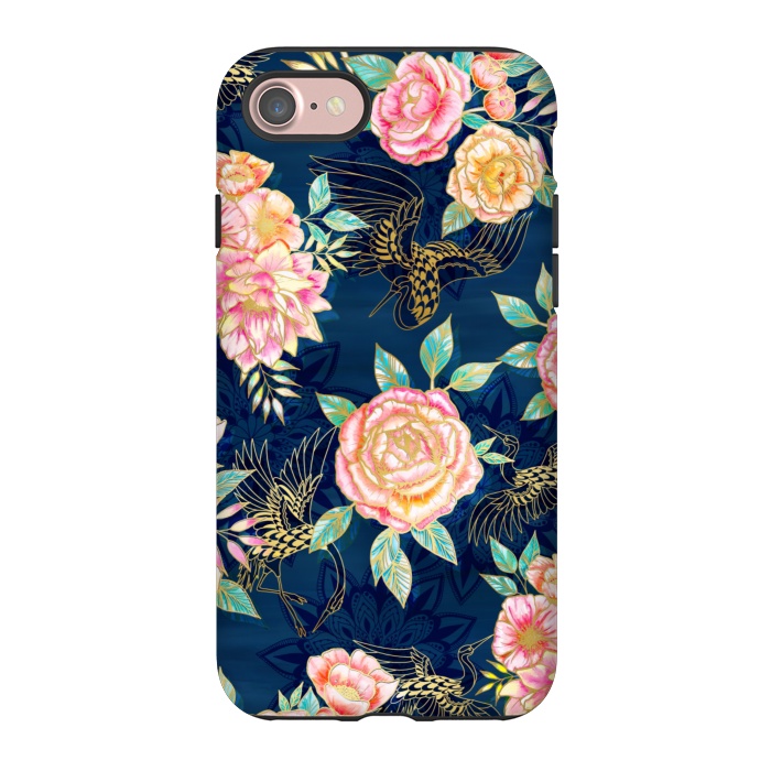 iPhone 7 StrongFit Gilded Peonies and Cranes by gingerlique