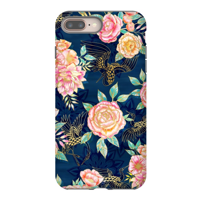 iPhone 7 plus StrongFit Gilded Peonies and Cranes by gingerlique