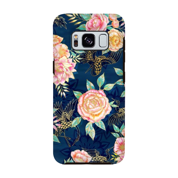 Galaxy S8 StrongFit Gilded Peonies and Cranes by gingerlique