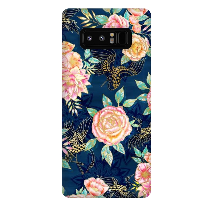 Galaxy Note 8 StrongFit Gilded Peonies and Cranes by gingerlique