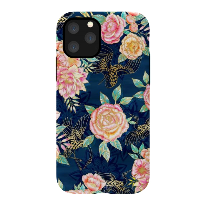 iPhone 11 Pro StrongFit Gilded Peonies and Cranes by gingerlique