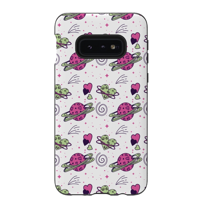 Galaxy S10e StrongFit PINK GREEN SPACE LOVE PATTERN by MALLIKA