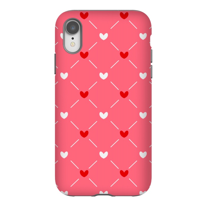 iPhone Xr StrongFit CUTE RED WHITE HEARTS PATTERN by MALLIKA