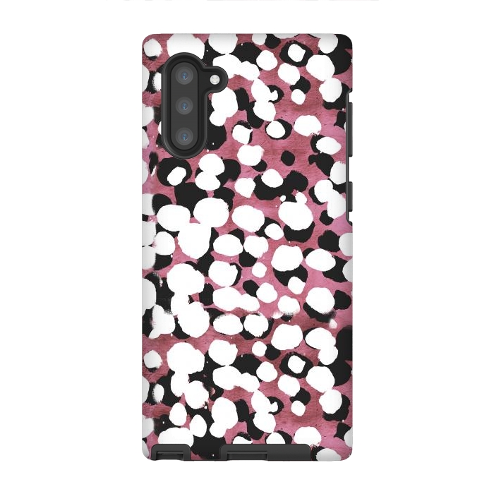 Galaxy Note 10 StrongFit Ink spots on metallic pink stone by Oana 