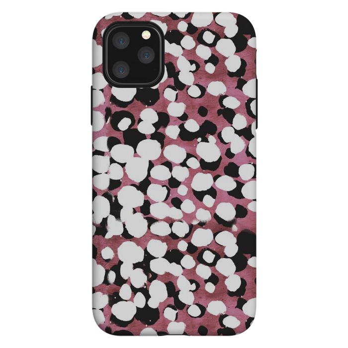 iPhone 11 Pro Max StrongFit Ink spots on metallic pink stone by Oana 