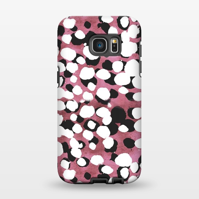 Galaxy S7 EDGE StrongFit Ink spots on metallic pink stone by Oana 