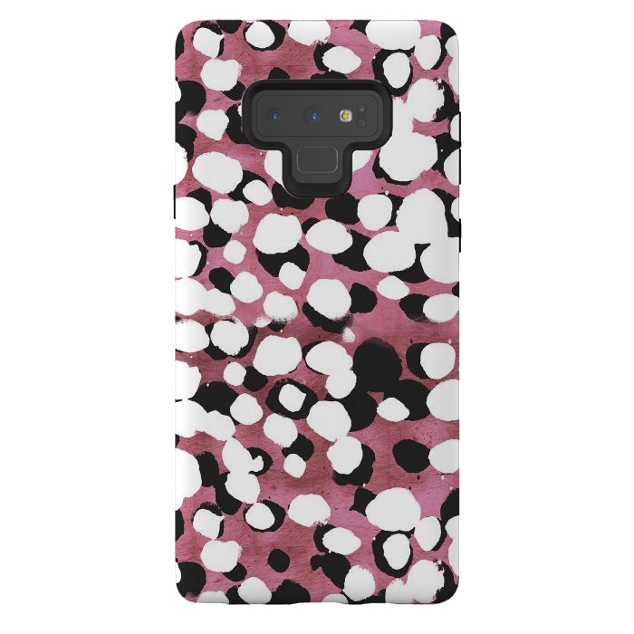 Galaxy Note 9 StrongFit Ink spots on metallic pink stone by Oana 