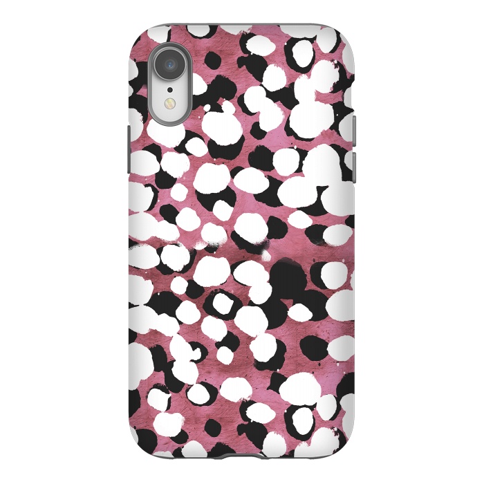 iPhone Xr StrongFit Ink spots on metallic pink stone by Oana 