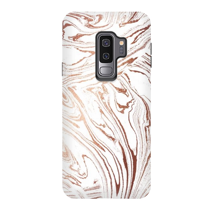 Galaxy S9 plus StrongFit White marble with rose gold details by Oana 