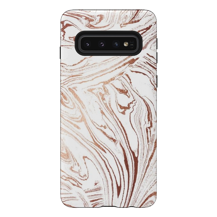 Galaxy S10 StrongFit White marble with rose gold details by Oana 