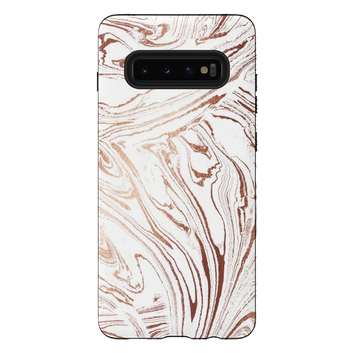 Galaxy S10 plus StrongFit White marble with rose gold details by Oana 