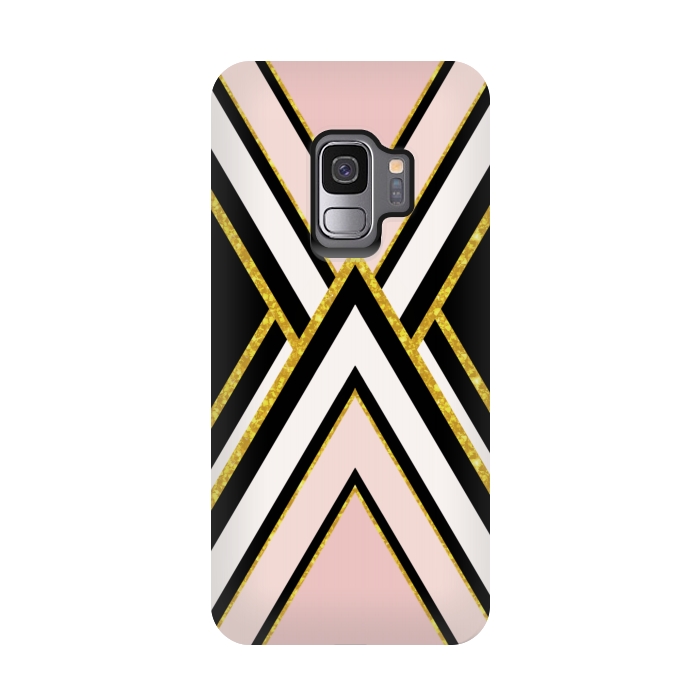 Galaxy S9 StrongFit Pink gold geometric by Jms