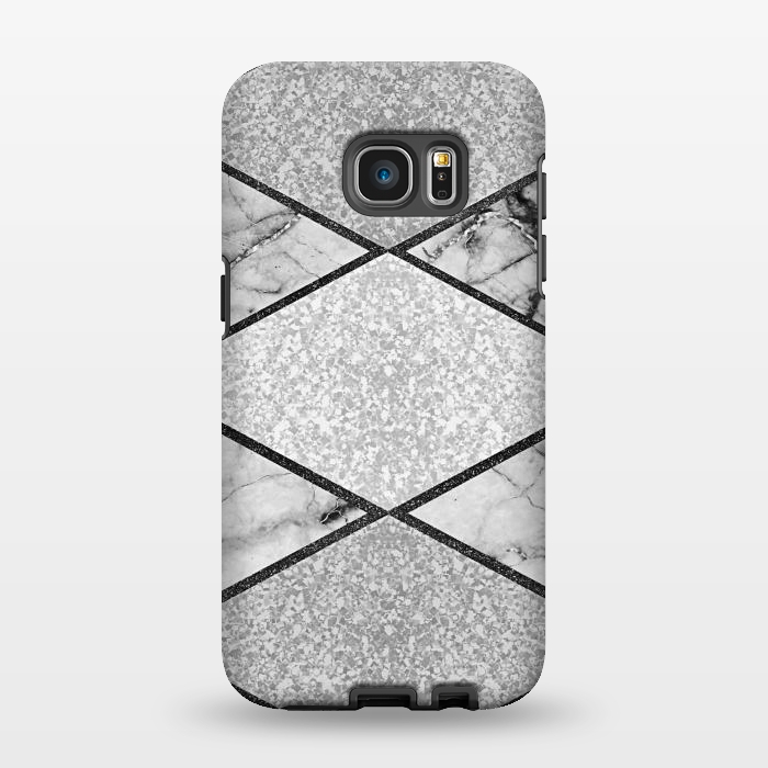 Galaxy S7 EDGE StrongFit Silver glitters marble by Jms