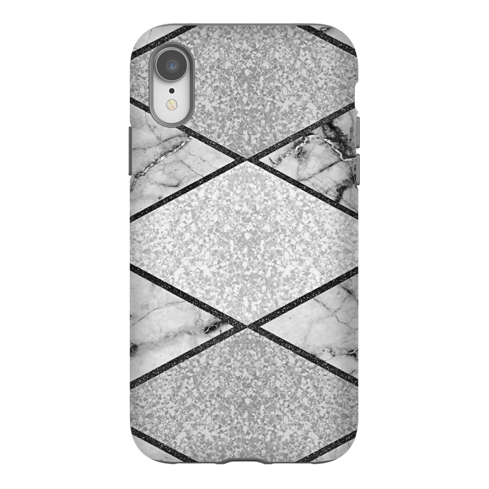 iPhone Xr StrongFit Silver glitters marble by Jms