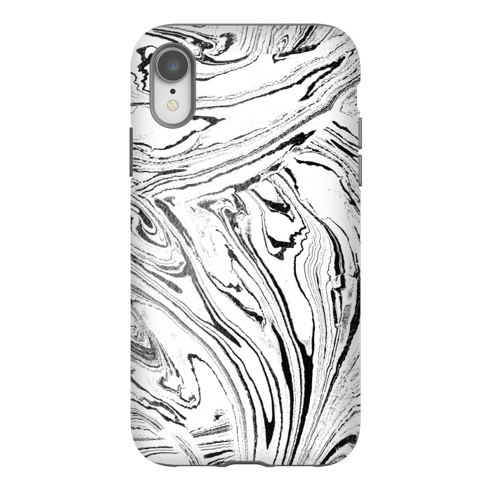 iPhone Xr StrongFit White liquid marble paint by Oana 