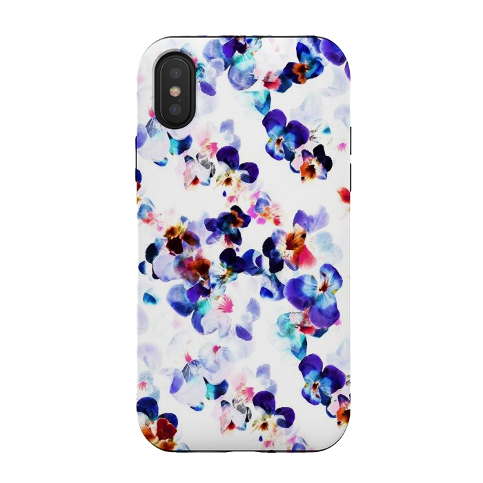 iPhone Xs / X StrongFit Blue purple pansy petals by Oana 