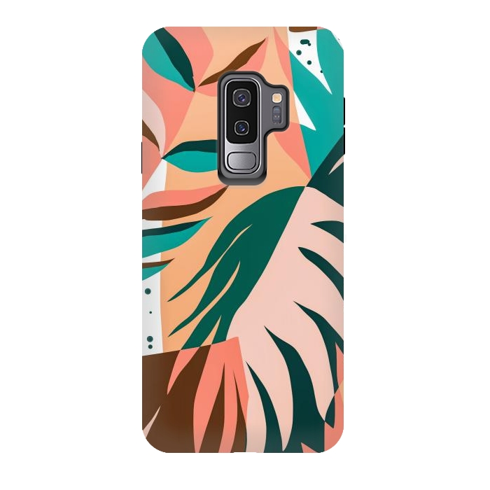 Galaxy S9 plus StrongFit Watching The Leaves Turn, Tropical Autumn Colorful Eclectic Abstract Palm Nature Boho Graphic Design by Uma Prabhakar Gokhale