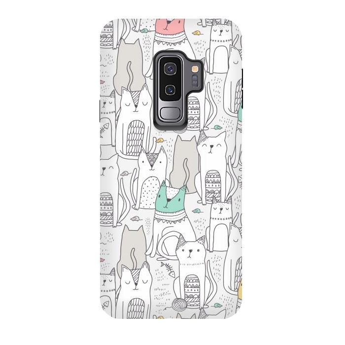 Galaxy S9 plus StrongFit Doodle cute cats by Anna Alekseeva