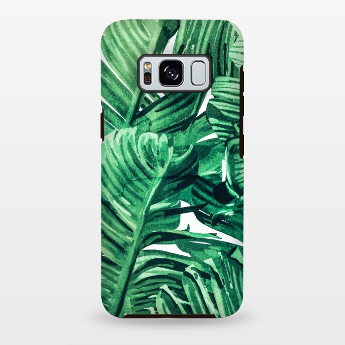 Galaxy S8 plus StrongFit Tropical State of Mind | Watercolor Palm Banana Leaves Painting | Botanical Jungle Bohemian Plants by Uma Prabhakar Gokhale