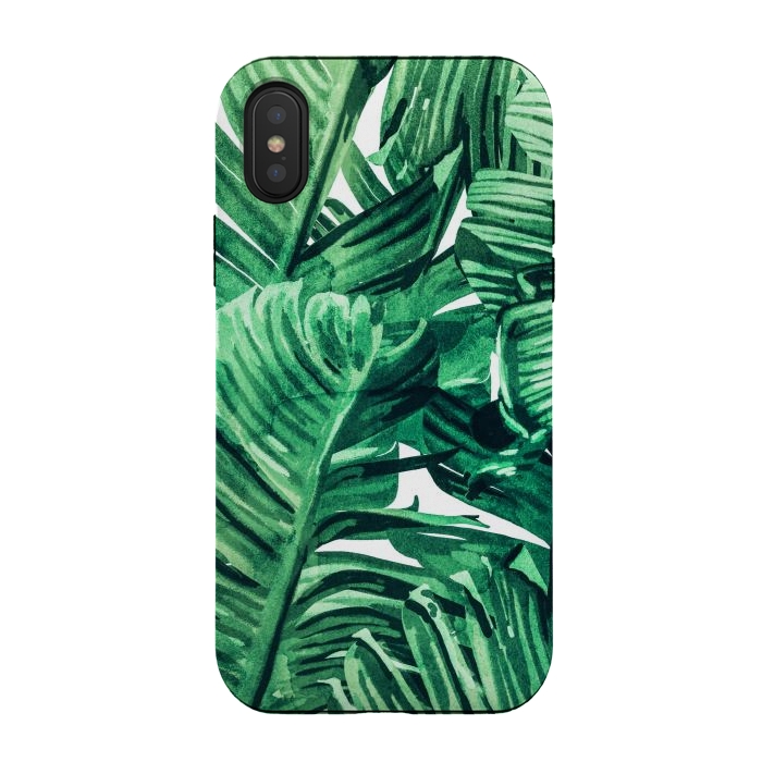 iPhone Xs / X StrongFit Tropical State of Mind | Watercolor Palm Banana Leaves Painting | Botanical Jungle Bohemian Plants by Uma Prabhakar Gokhale