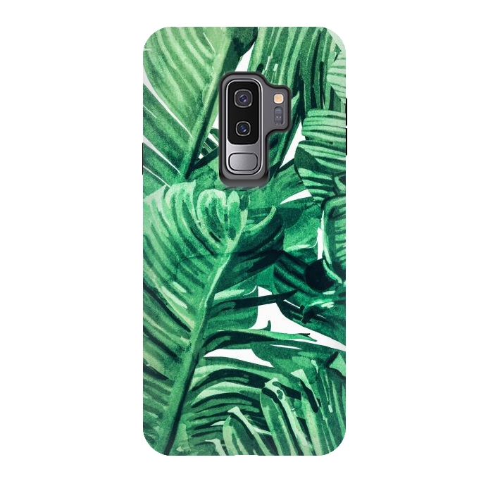 Galaxy S9 plus StrongFit Tropical State of Mind | Watercolor Palm Banana Leaves Painting | Botanical Jungle Bohemian Plants by Uma Prabhakar Gokhale