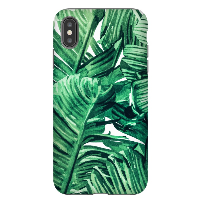 iPhone Xs Max StrongFit Tropical State of Mind | Watercolor Palm Banana Leaves Painting | Botanical Jungle Bohemian Plants by Uma Prabhakar Gokhale